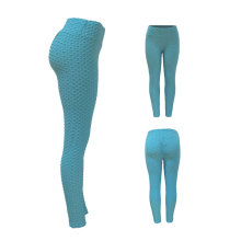 Pantalones de yoga de onda sin costuras con levantamiento de glúteos de cintura alta jacquard, mallas para mujer